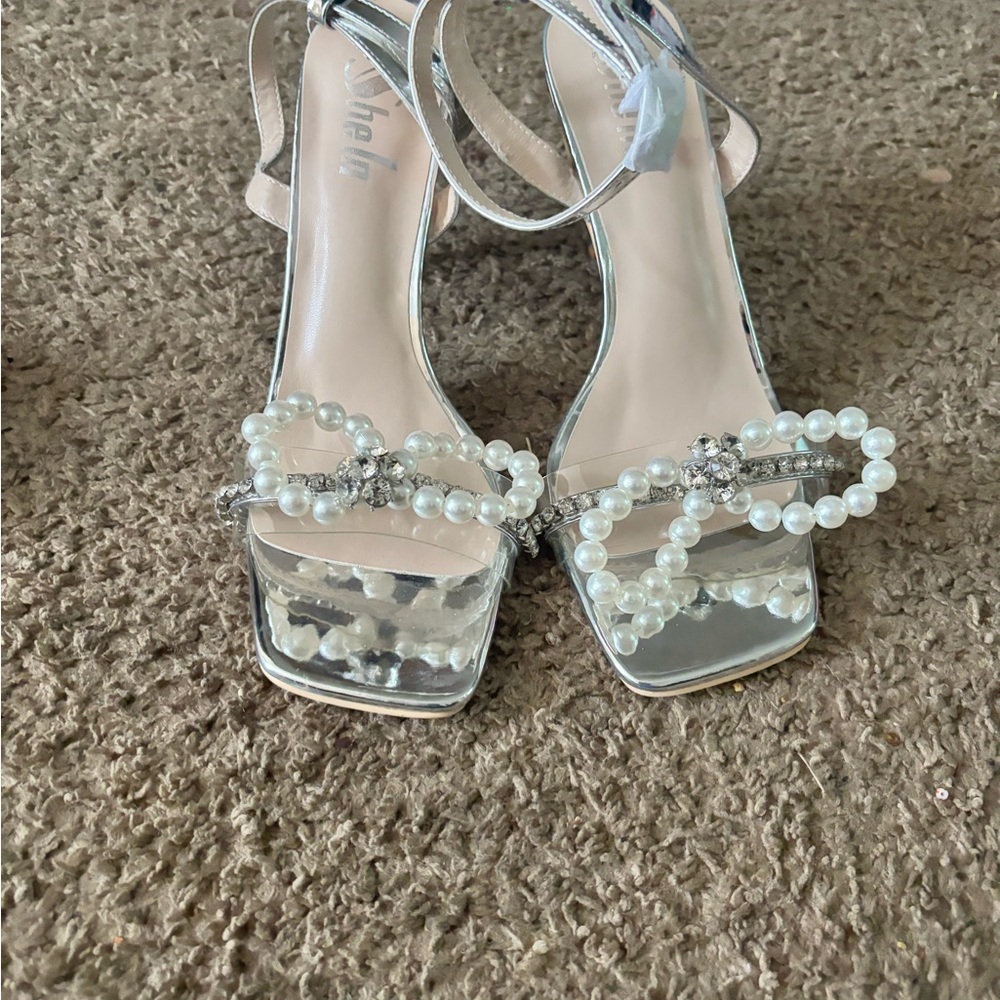 Elegant Silver and White Women's Heels